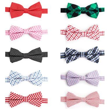 Imagem de Xadrez de gravata borboleta para cães, gravatas borboleta Segarty para cães, coleira de laço ajustável, laços de cuidados para animais de estimação para cães, gatos, meninos, meninas, pequenos, médios e grandes, casamentos, trajes de Ação de Graças, Natal, acessório de laço de pescoço