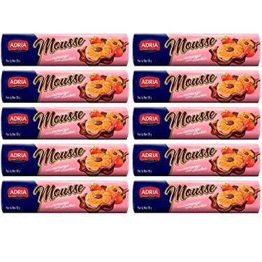 Imagem de Kit C/10 Biscoito Adria Recheado Mousse Morango E Chocolate