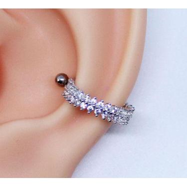 Imagem de Piercing Conch Folheado Com Duas Fileiras De Zircônias - Eu Curto Aces