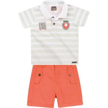 Imagem de Conjunto Bebê Brandili Camiseta Polo E Bermuda - Em Meia Malha E Sarja