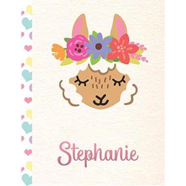 Imagem de Stephanie: Personalized Llama Primary Handwriting Notebook For Girls With Pink Name - Dotted Midline Handwriting Practice Paper - Kindergarten to ... - Grades K-2 Composition School Exercise Book