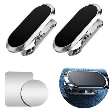 Imagem de Kit 2 Suporte Magnético Veicular Universal Para Celular 360° Carro GPS Imã Neodímio Com Adesivo Discreto Compacto Para Painel