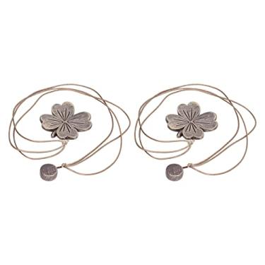 Imagem de Cortina Em Forma de Ameixa Com Design de Escultura Em Flor Com Fivela e Tira de Resina para Amarrar 2 Peças para Casa