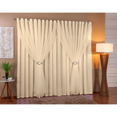 Imagem de Cortina Lorena 3M Largura X 2,80 Altura Voil E Forro Palha