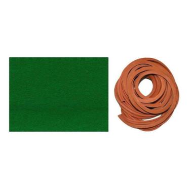 Imagem de Kit 3m Pano Tecido Verde + 8m Borracha L Mesa Sinuca Bilhar