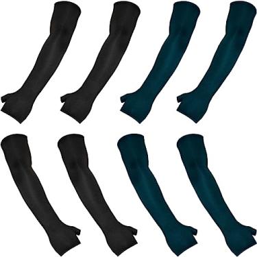 Imagem de Kit 4 pares de manguitos com proteção UV50+ com dedo (par) Cor:2-Pretos / 2-Azul marinho; Tamanho: G