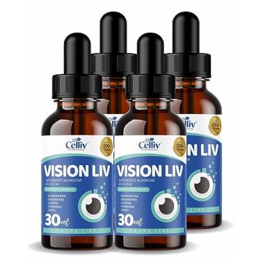 Imagem de Kit Com 4 Vision Liv - Astaxantina, Zeaxantina, Luteína, Vitaminas e Zinco 30ml Celliv