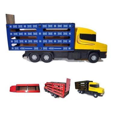 Imagem de Caminhão Scania Boiadeiro Madeira E Plastico Brinquedo Grande 70cm - C