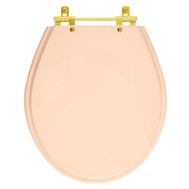 Imagem de Assento Sanitário Ravena Rosa Floral para vaso Deca Com Ferragem Dourada