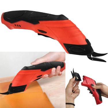 Imagem de Tesoura Eletrica Sem Fio Corta Tecido Pano Tapete Papelao Papel Costura Diy Artesanato Lamina Afiada