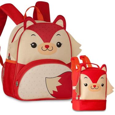 Imagem de Kit Escolar Mochila de Costas e Lancheira Raposa Clio Pets