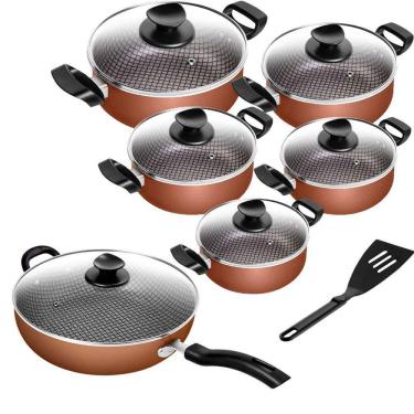 Imagem de Conjunto De Panelas Antiaderente Spesso Caçarola + Frigideira Wok N° 30 Cobre 6 Peças Patolux