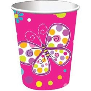 Imagem de Creative Converting Copos de papel descartáveis Butterfly Sparkle de 265 ml, 8 unidades