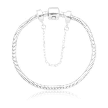 Imagem de Pulseira Berloque Com Trava de Segurança Banhado a Prata 925