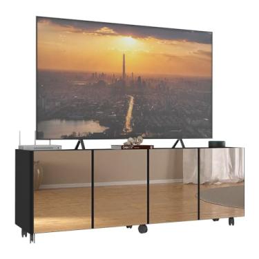 Imagem de Rack Tv até 50 Polegadas 4 Portas com Rodízios e Espelhos Multimóveis Mp1080 Preto