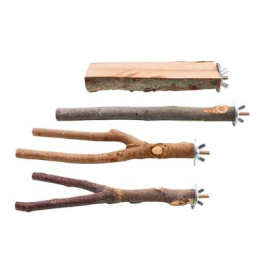 Imagem de ＫＬＫＣＭＳ 4x madeira papagaio poleiro suporte de pássaro plataforma resto periquito gaiola poleiro gaiola de pássaro poleiro para pequenos canários médios