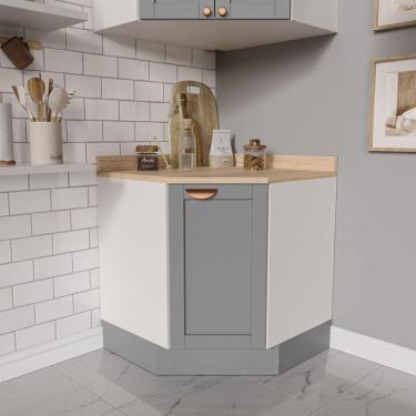 Imagem de Balcão de Canto Oblíquo Arizona CabeCasa MadeiraMadeira Branco/Cinza