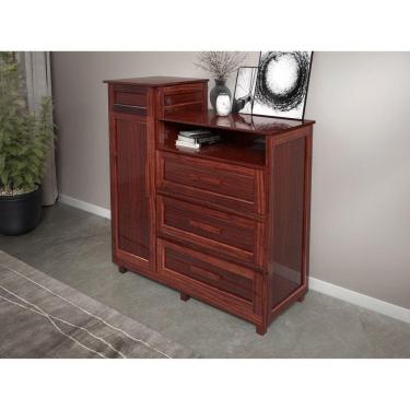 Imagem de Cômoda Sapateira com Espelho 1 Porta 3 Gavetas e Porta Jóias Cuiabá Mel