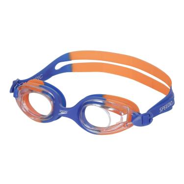 Imagem de Óculos de Natação Infantil, Speedo, Junior Olympic, SoftFrame Antifog e Proteção UV, Vedação P - Laranja/Azul