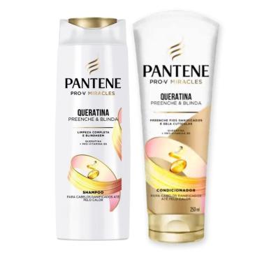Imagem de Shampoo 300Ml + Condicionador 250Ml Pantene Pro-V Queratina Preenche E Blinda