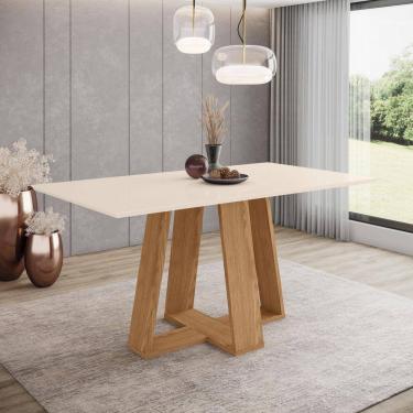Imagem de Mesa de Jantar Lins 160 S/ Vidro Nature/Off White - Henn