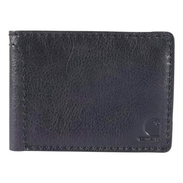 Imagem de Carhartt Carteira masculina B0000390 de couro pátina com bolso frontal, Preto (dobrável), One Size, Carteiras de couro pátina robustas, disponíveis em vários estilos e cores