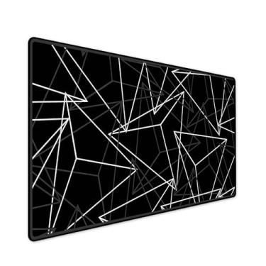 Imagem de Mouse Pad Gamer Speed Extra Grande Deskpad Profissional com Borda Costurada 120x60cm - Geométrico Preto Branco