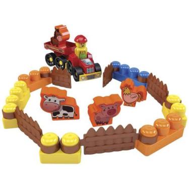 Imagem de Brinquedo Infantil Fazendinha Com Blocos De Montar 20 Peças - Dismat