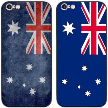 Imagem de 2 peças retrô bandeira australiana impressa TPU gel silicone capa traseira para Apple iPhone (iPhone 7 / iPhone 8)