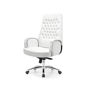 Imagem de Cadeira de escritório cadeira executiva gerencial cadeira de jogo cadeira ergonômica para computador cadeira de encosto cadeira giratória com apoio de braço fixo branca