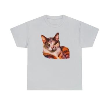 Imagem de Camiseta de algodão pesado unissex Cat Smidget, Cinza gelo, G