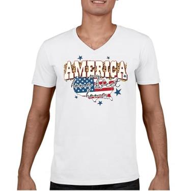 Imagem de Camiseta America My Home Sweet Home gola V 4th of July Stars and Stripes Pride American Dream Patriotic USA Flag Tee, Branco, G