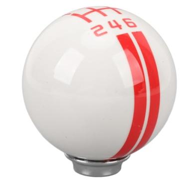 Imagem de Botão de Mudança de Marcha de 6 Velocidades Com Números Claros, Aderência Confortável, 3 Adaptadores para Mustang 1967-2018 (Branco Vermelho)