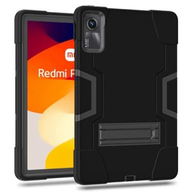 Imagem de Doemoil Capa para Lenovo Tab M11 11 polegadas TB330FU/TB330XU, Lenovo Xiaoxin Pad 2024 TB331FC Capa infantil à prova de choque com suporte para tablet Lenovo M11 de 11 polegadas (preta/preta)