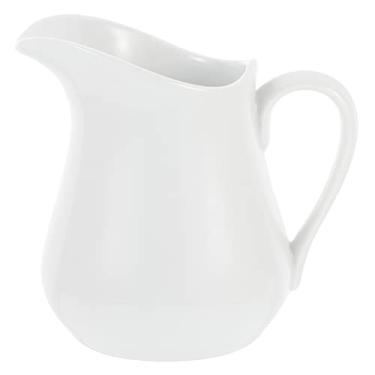 Imagem de Desnatadeira de porcelana branca para xarope de café com alça, jarra pequena para desnatadeira de café e leite de 15 onças para molhos, salada, café, leite e mais, desnatadeira de café segura para mic