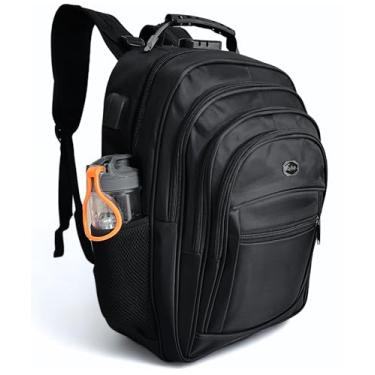 Imagem de Mochila Grande E Reforçada Impermeável Para Notebook Antifurto Bolsa Executiva Masculina Feminina Trabalho Viagem Escolar Faculdade Cabo De Aço Saída Usb Saída Fone De Ouvido