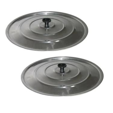 Imagem de Jogo 2 Tampas Alumínio Leve 40 e 50 cm Avulsas Panelas Caçarolas Puxador