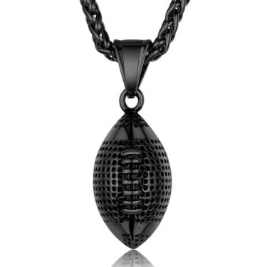 Imagem de GOLDCHIC JEWELRY Colares esportivos para homens, adolescentes, futebol, basquete, softball, com corrente de aço inoxidável, joias de atleta, presente para fãs de esportes, Sem gravação, Sem Pedra