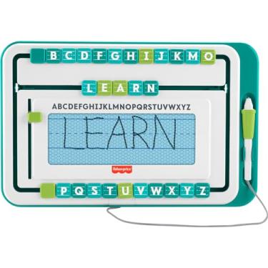 Imagem de Fisher-Price Brinquedo pré-escolar Think & Learn Alpha SlideWriter Tablet de desenho magnético com azulejos de letras para crianças a partir de 3 anos