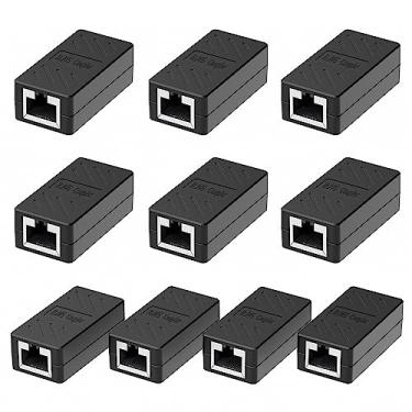 Imagem de Adaptador de cabo Ethernet acoplador Cat6, RJ45 para Cat7, Cat6, Cat5e, suporte 100BASE-TX, Black ethernet coupler 10 pcs