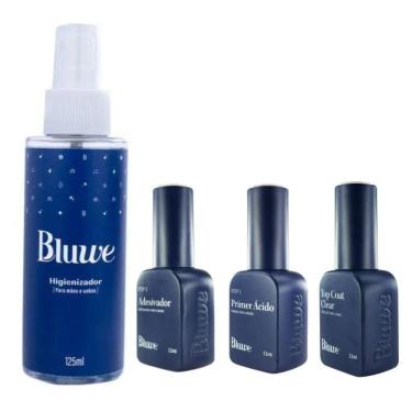 Imagem de Kit Preparadores Bluwe Primer Adesivador Prep Hig. Top Coat