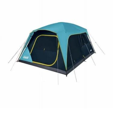 Imagem de Coleman Barraca de acampamento instantânea Skylodge para 10 pessoas com porta eletrônica, bolsos de armazenamento de malha, ventilação no chão, sistema Weathertec e bolsa de transporte, azul e preto