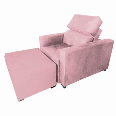 Imagem de Poltrona Sofa Amamentação Retrátil e Reclinável Veneza + Puff Bella Rosa