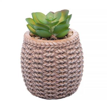 Imagem de Cachepot de Cerâmica com Suculenta Sisal 7,5x10,5cm 61607 - Wolff