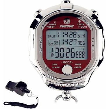 Imagem de Cronômetro, cronômetro digital com cronômetro de 0,001 segundo, memória de metal 100 voltas, despertador de exibição grande Rolilink para maratona de corrida esportiva