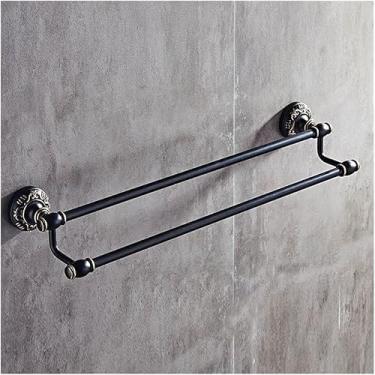 Imagem de Prateleiras de banheiro toalheiro antigo/preto/branco barras de toalha, suporte de haste de toalha montado na parede do banheiro, toalheiro organizador de suporte de toalha banheiro para coz