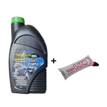Imagem de Óleo Lubrificante de Moto 20W50 Superior SL Mineral 1L HexLub + Graxa 