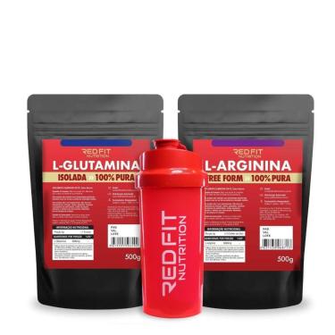 Imagem de Kit Red Fit Nutrition 100% Puro Importado L-Glutamina 500g L-Arginina 500g-Unissex