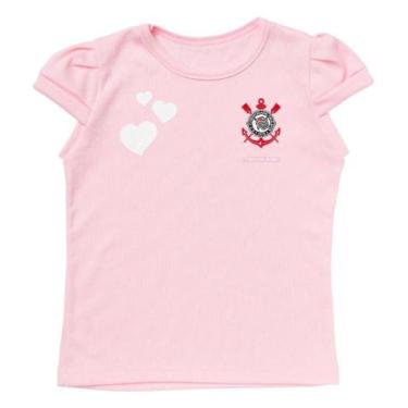 Imagem de Camisa Infantil Corinthians Baby Look Rosa Oficial - Torcida Baby, Tam