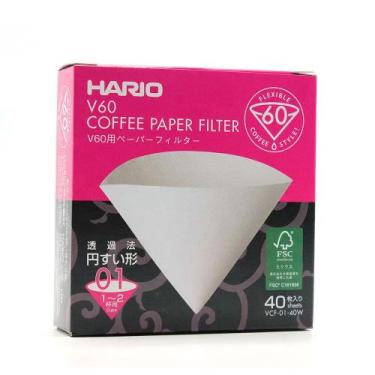 Imagem de Filtro de Papel Cônico V60 Número 01 Hario 40 Unidades